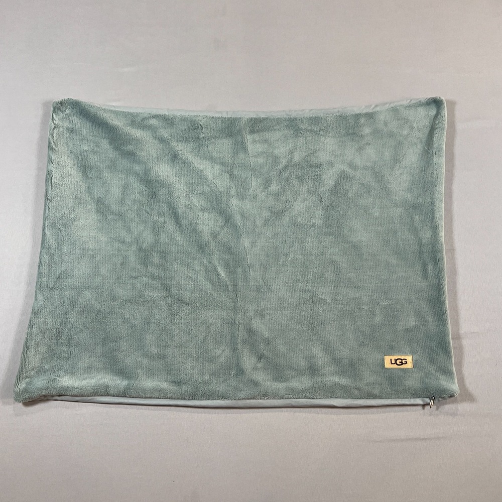 UGG Standard Pillow Sham Sage Green Plush Velour Zipper Soft Cozy Bedding Home